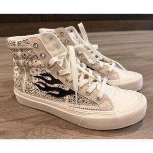 Straye Venice Cream Rag Unisex High Top Paisley Skate Sneaker Size M10/W 11.5